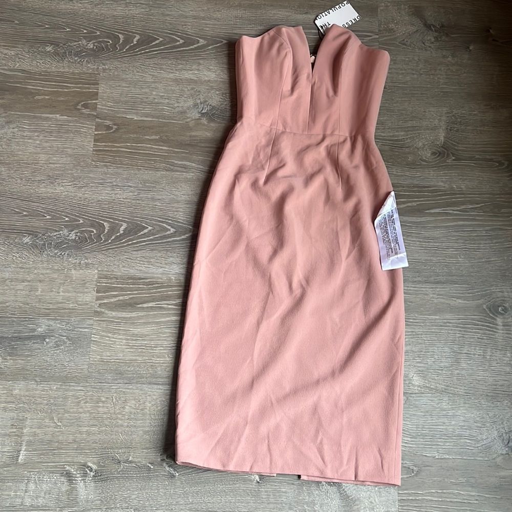 NEW Dress the population strapless dress polish pink